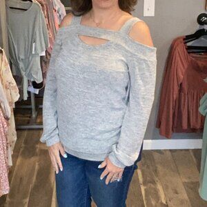 Cold Shoulder Hollow Out Sweater NWT Small to 2X